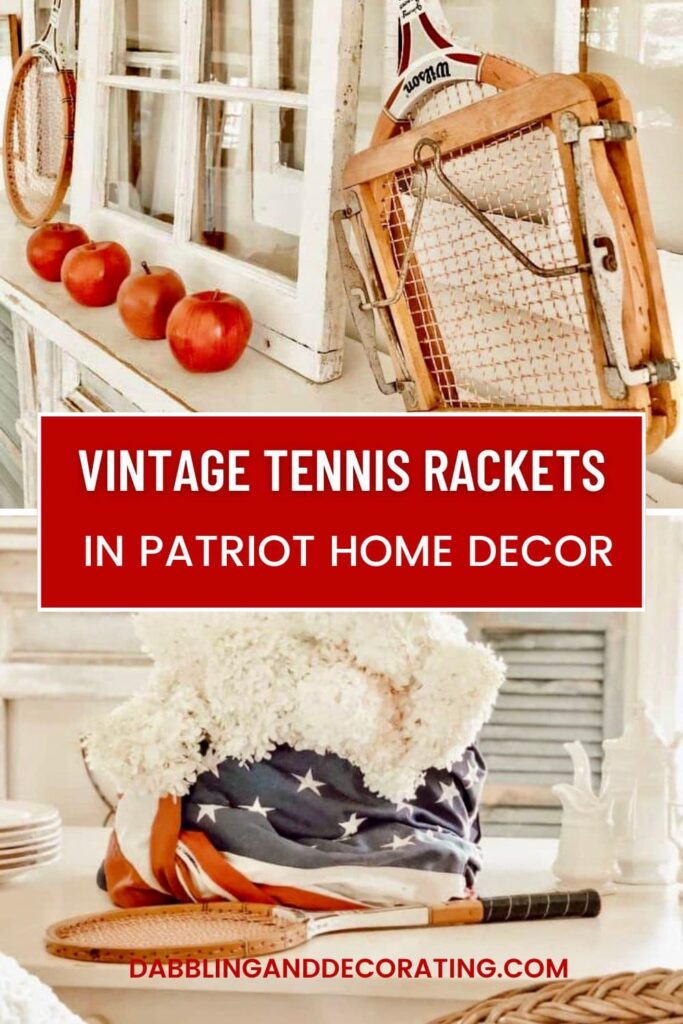 Vintage Tennis Rackets in Patriotic Home Decor 
