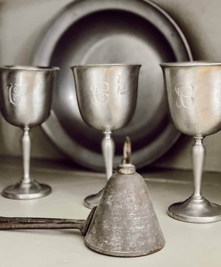 Pewter Goblets and Candle Snuffer