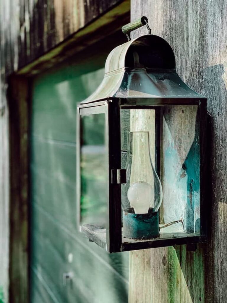 Antique Lighting on Outdoor House.