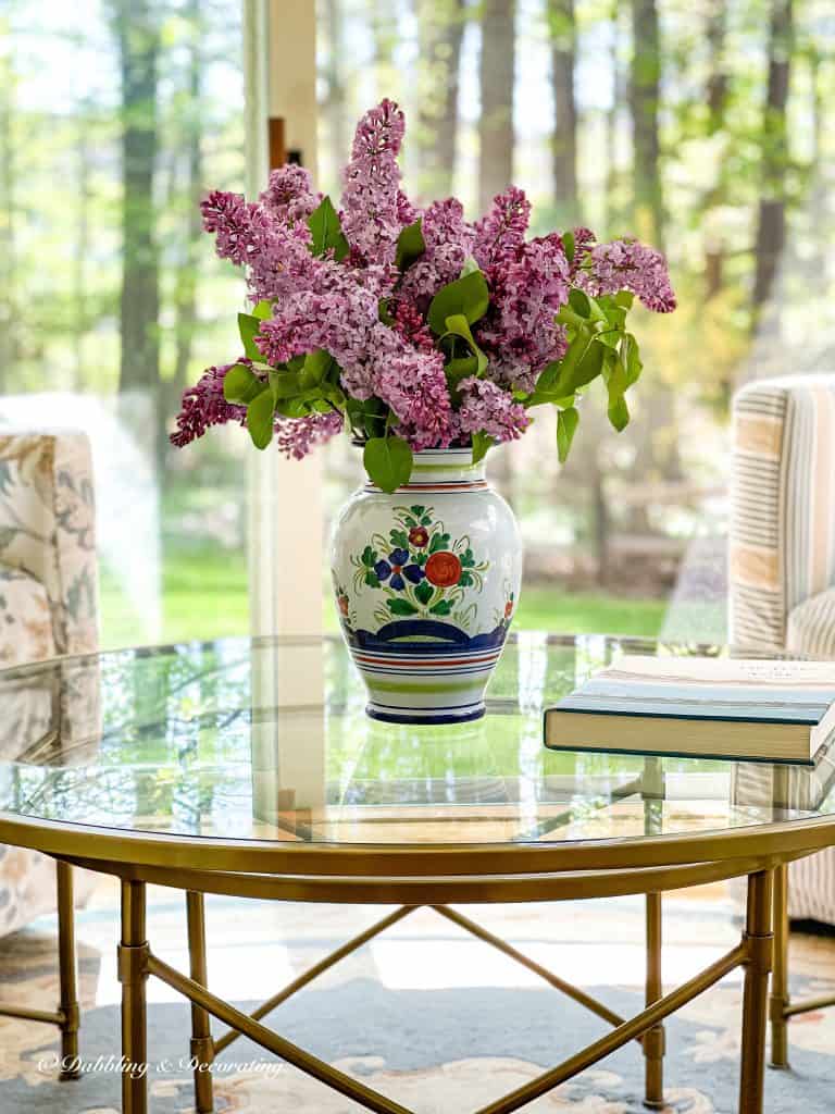 Purple Lilac Bouquet on Coffee Table