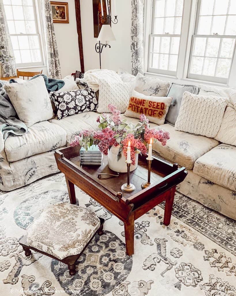 Living Room in New England Colonial House - Dabbling & Decorating