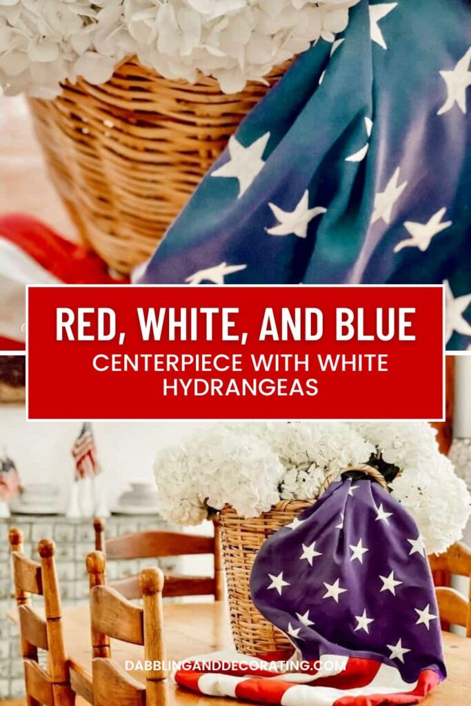 Red White and Blue Centerpiece White Hydrangeas