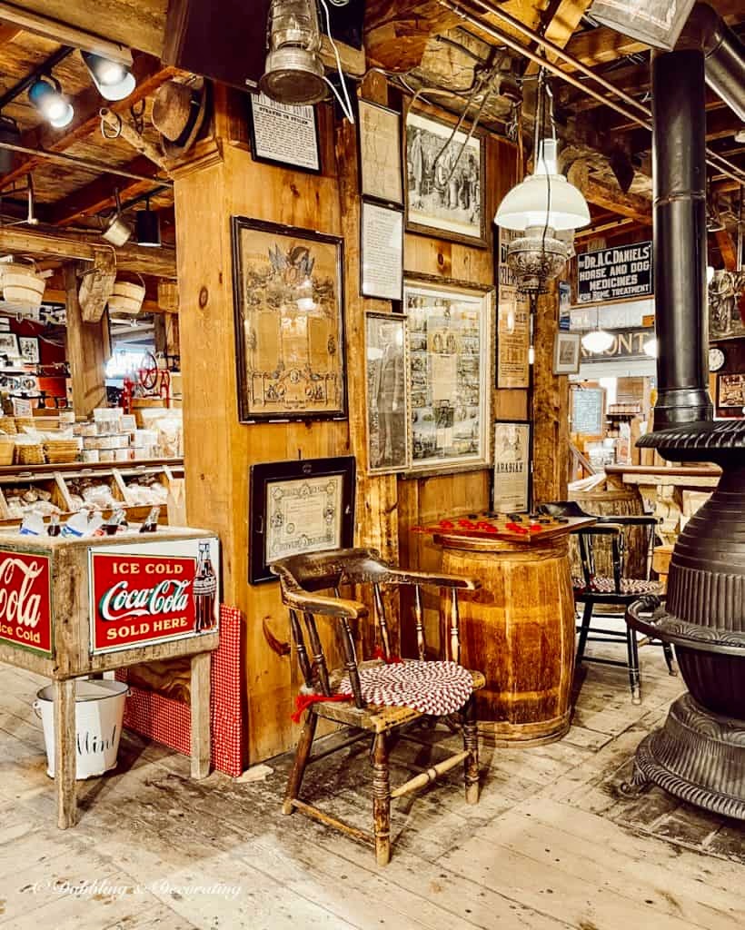 Interior of old fashioned country store with vintage styled interior.