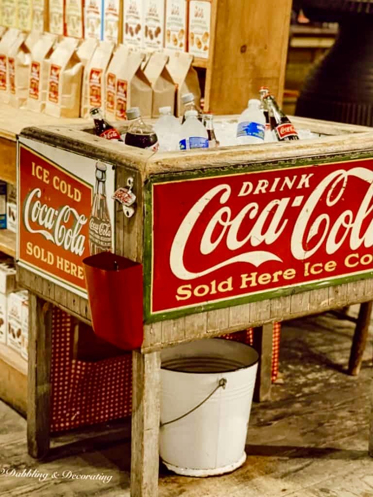 Vintage red Coca-Cola Cooler at Country Store.