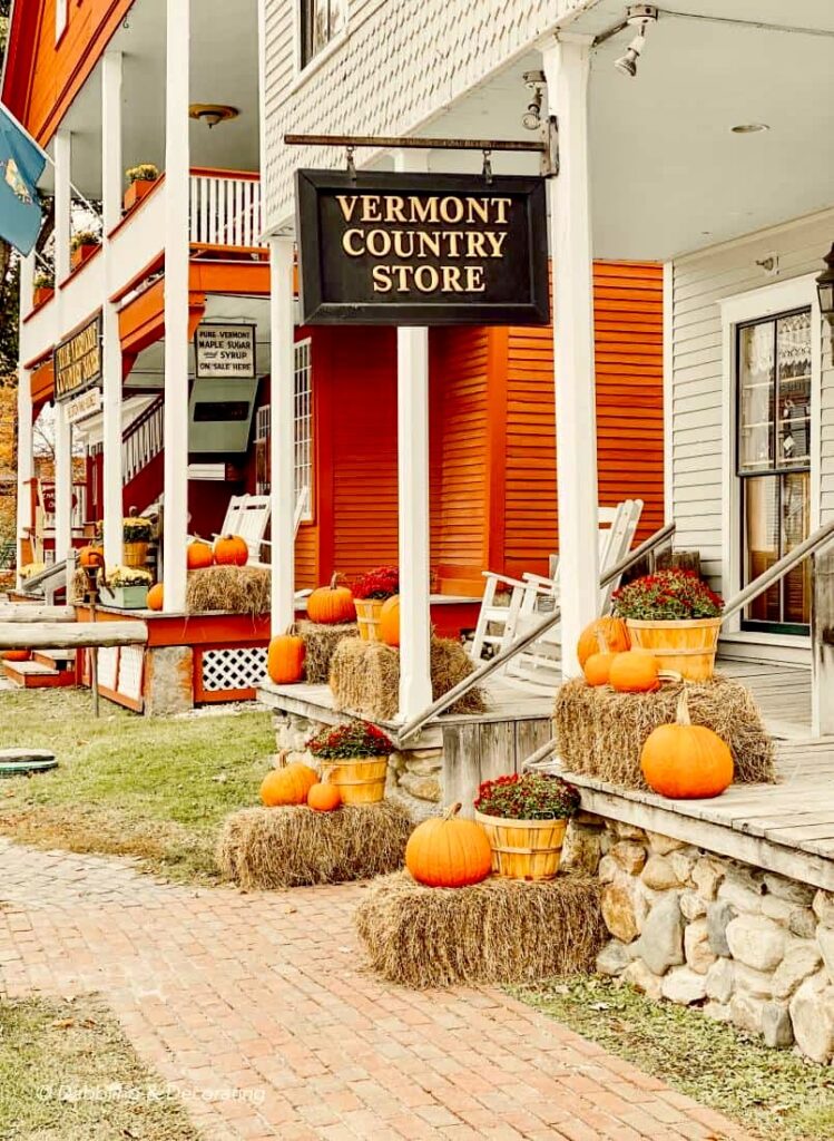 Fall decorations at The Vermont Country Store in Weston, Vermont.