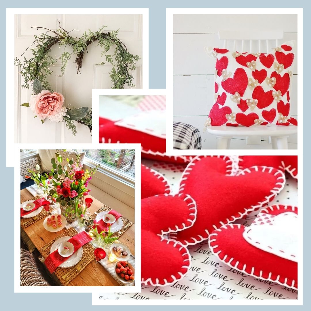 Valentine's Day White Shiplap Wall Red Heart Post-It Notes Bow