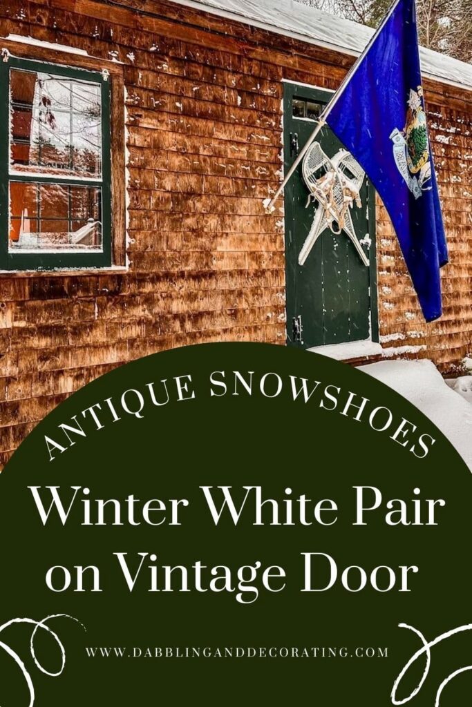 Antique Snowshoes: Winter White Pair on Vintage Door 