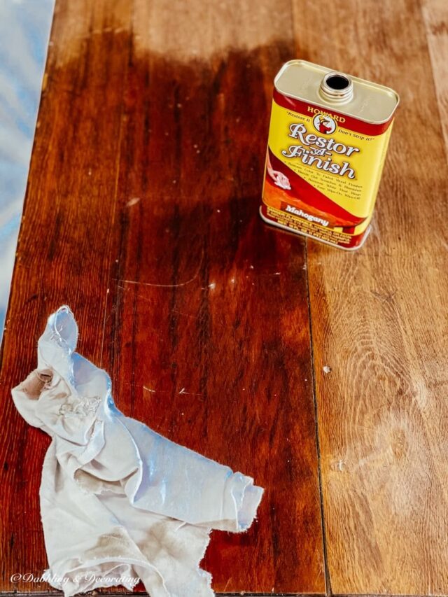 Refinishing a vintage wooden wallpaper table with Restor-A-Finish.