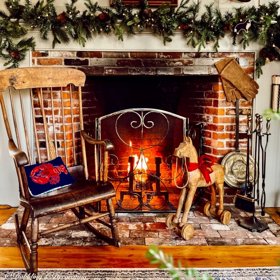 Cozy Christmas Fireplace Decor for Colonial Home