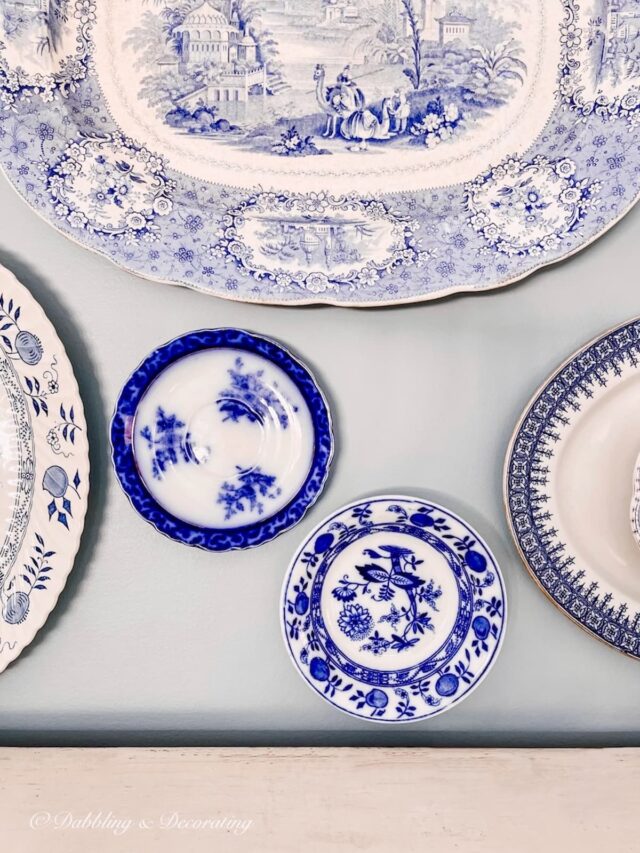 Blue and White Asymmetrical Vintage Platter Wall | Design Yours Today ...