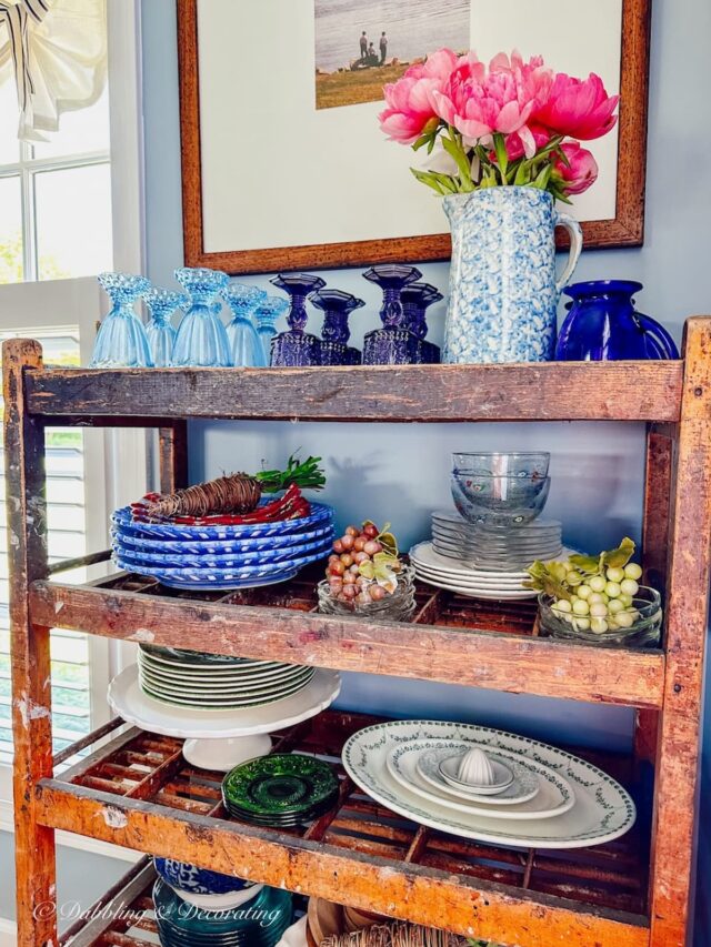 Antique Cobblers Rack: Dish Storage Decor | Dabbling & Decorating