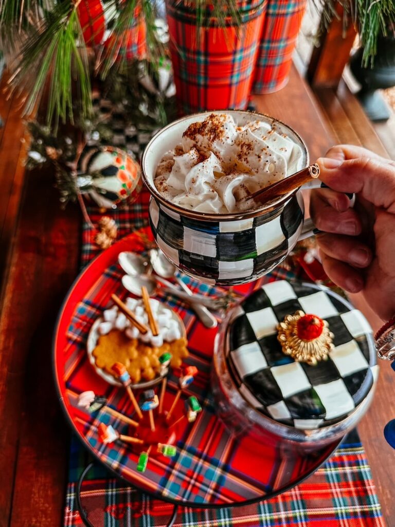 Hot Chocolate Mugs and Christmas Plaids