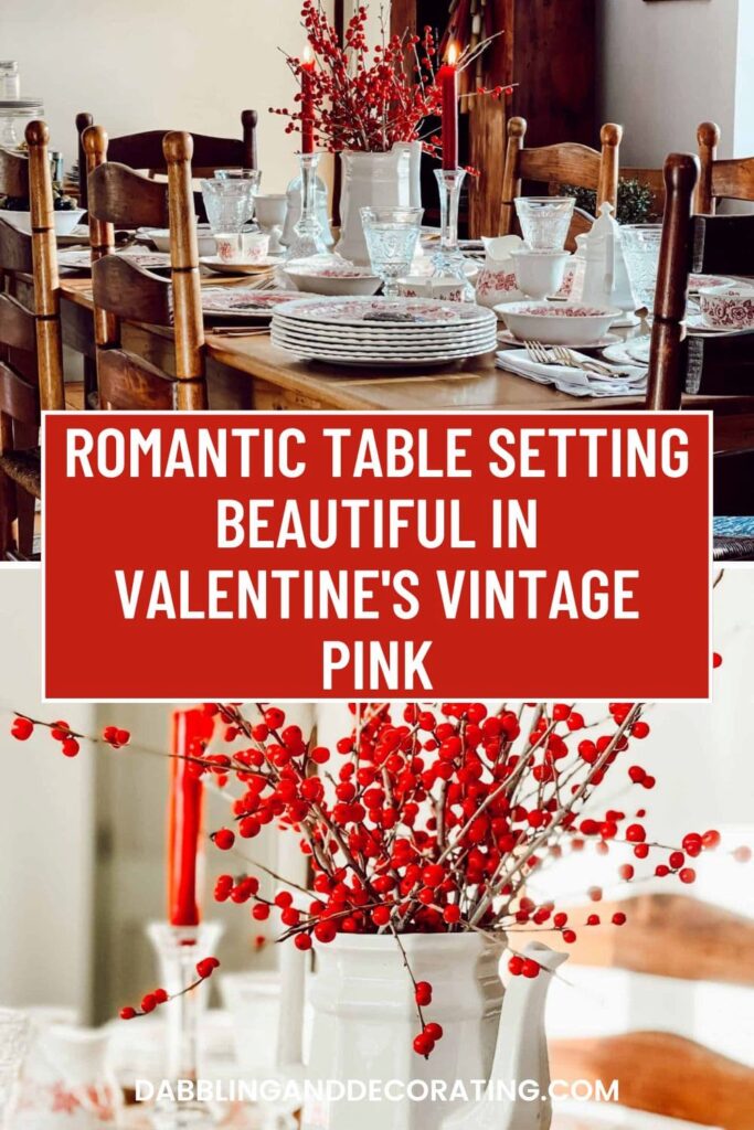 Romantic Table Setting Beautiful in Valentine's Vintage Pink