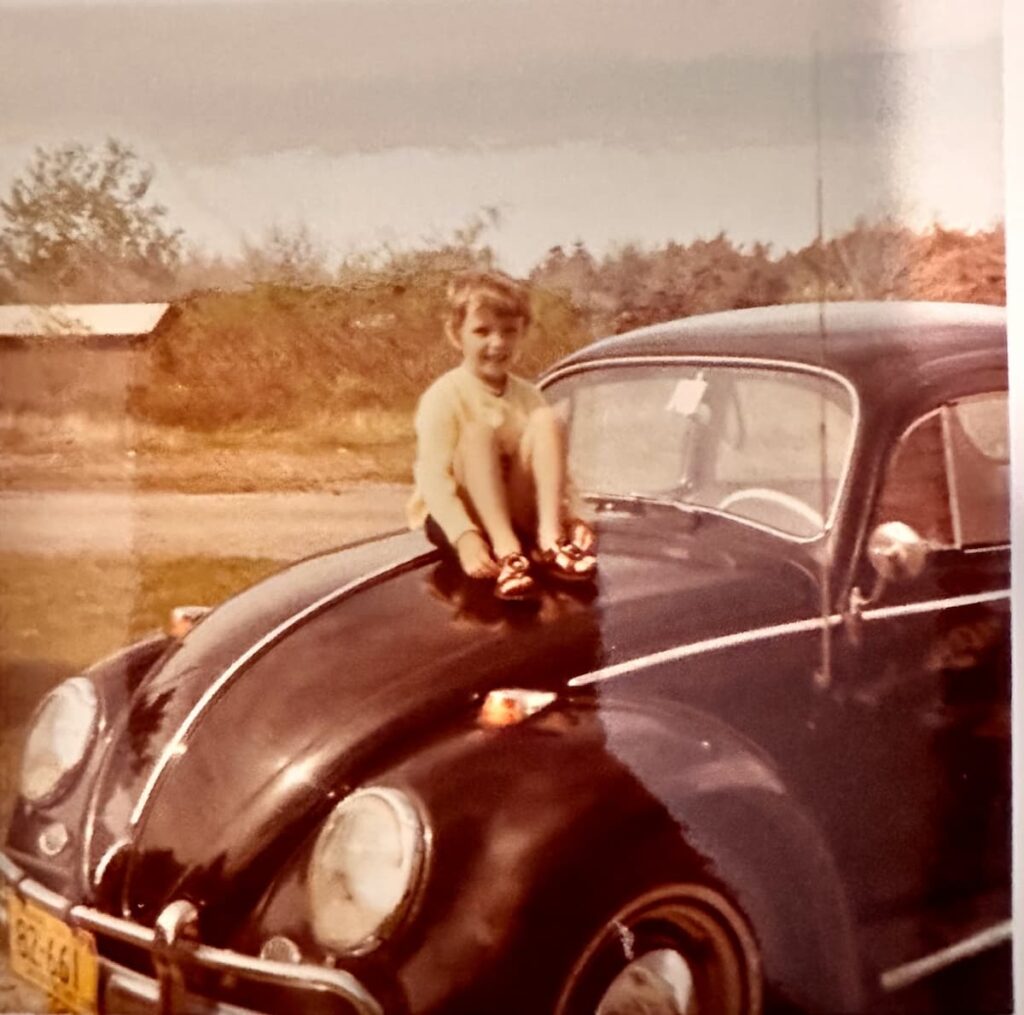 Classic Black VW Bug with Child