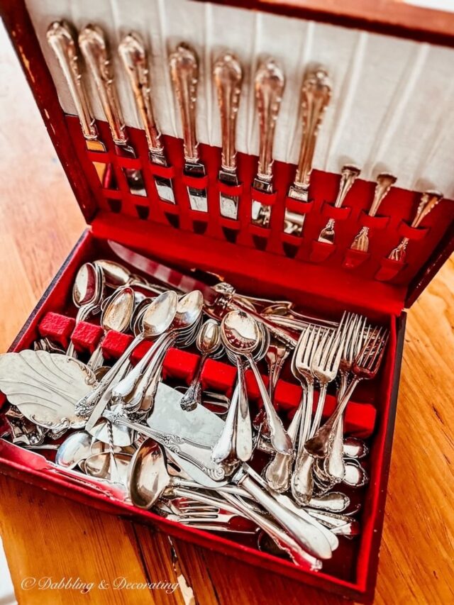 Box of vintage sterling silver cutlery