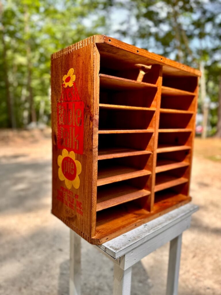 Antique solid wood pie safe after restoration.