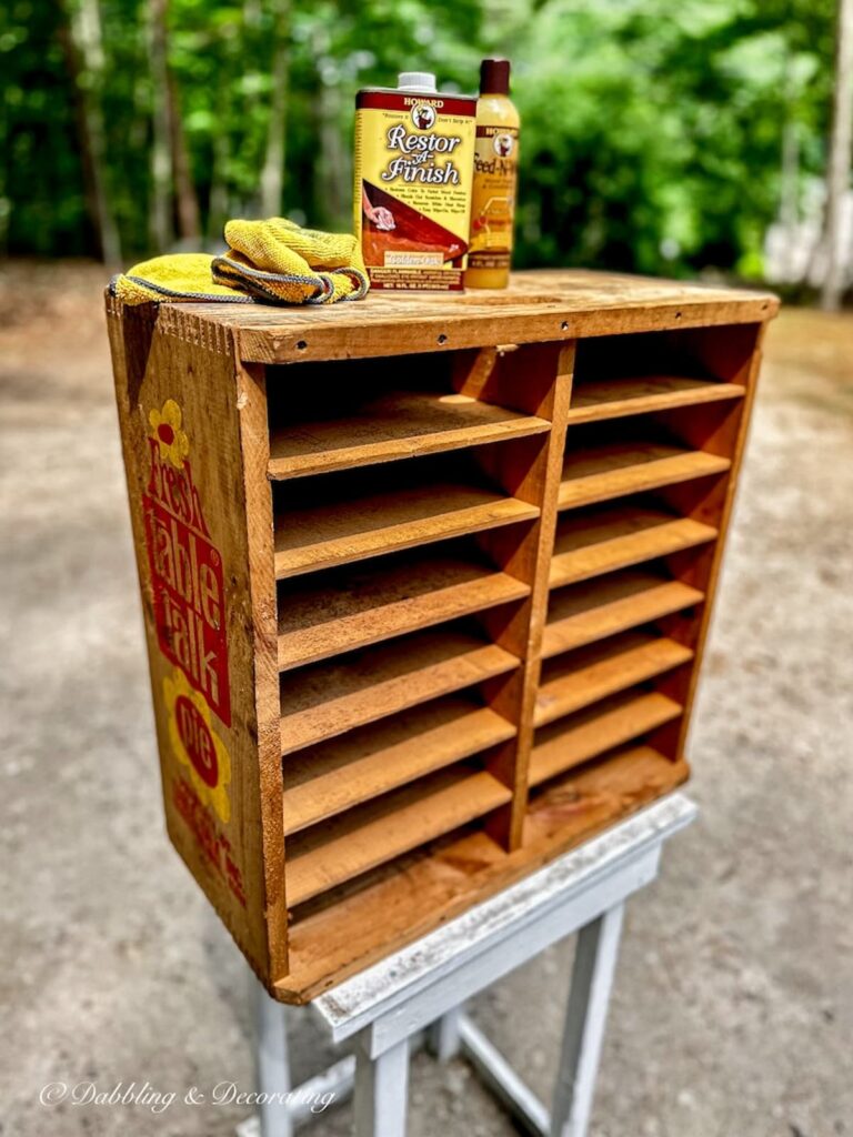 Vintage solid wood pie safe before restoration with Resor-A-Finish and Feed-N-Wax.