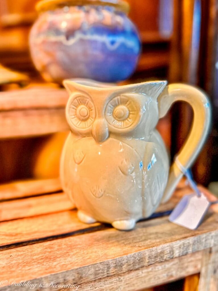 Vintage white owl pitcher.