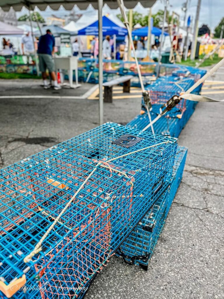 Blue lobster traps at Maine Lobster Festival.