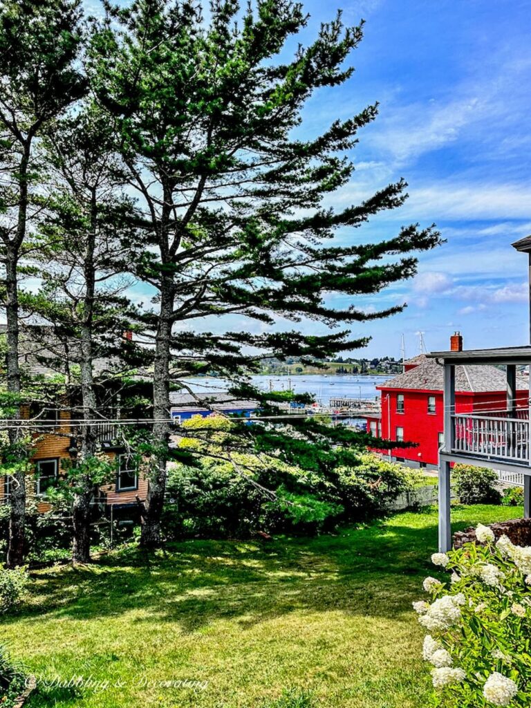 Red house on the seaside of Lunenburg Nova Scotia.