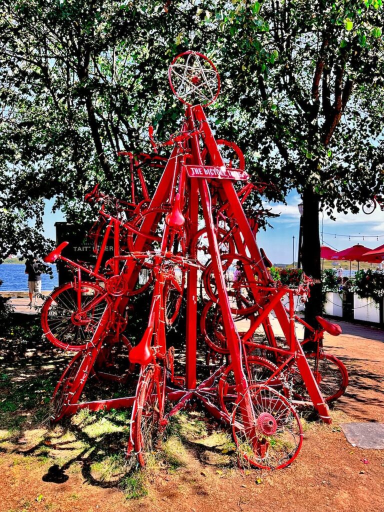 The Bicycle Thief red statue Halifax Nova Scotia.