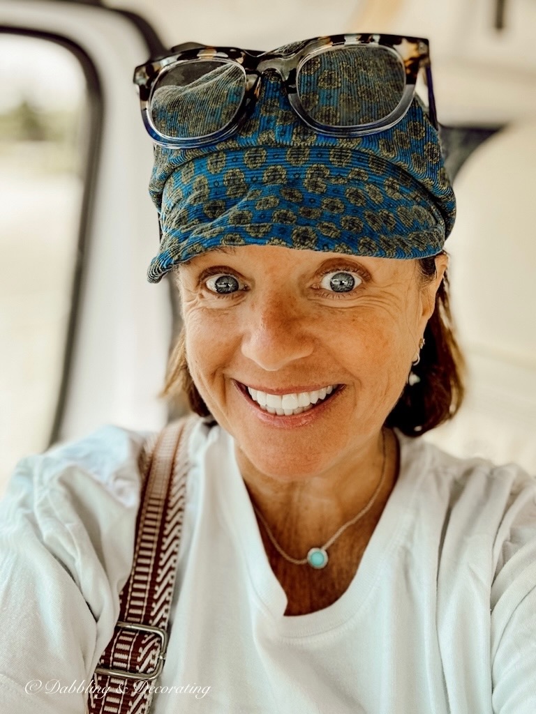 Woman with handmade Irish cap.