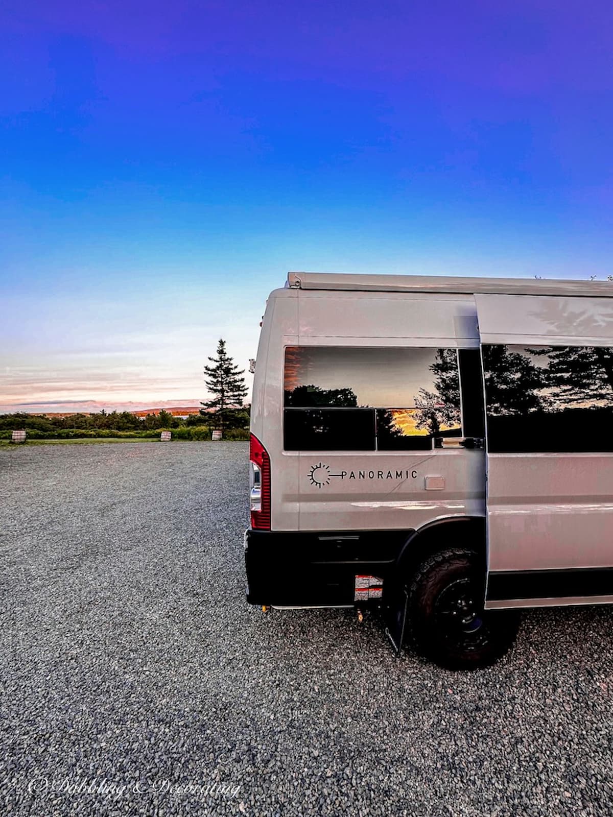 White Panoramic RV at Sunset in Nova Scotia Canada