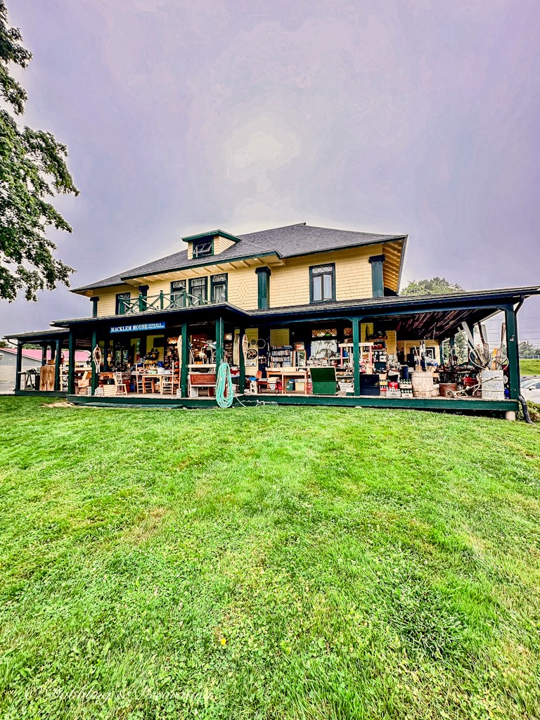 Macklem House Antiques & Collectibles.  Large yellow and green home in Saint Andrews, New Brunswick.