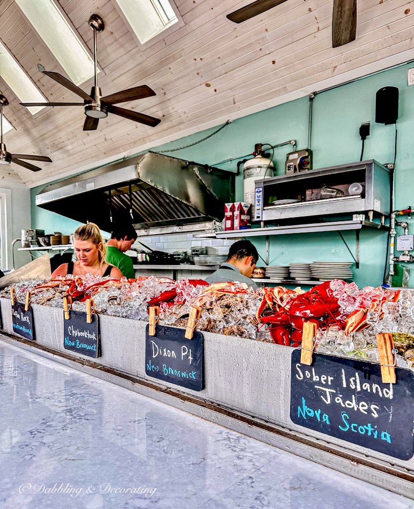 Lobster bar at outdoor restaurant in Lunenburg Nova Scotia.