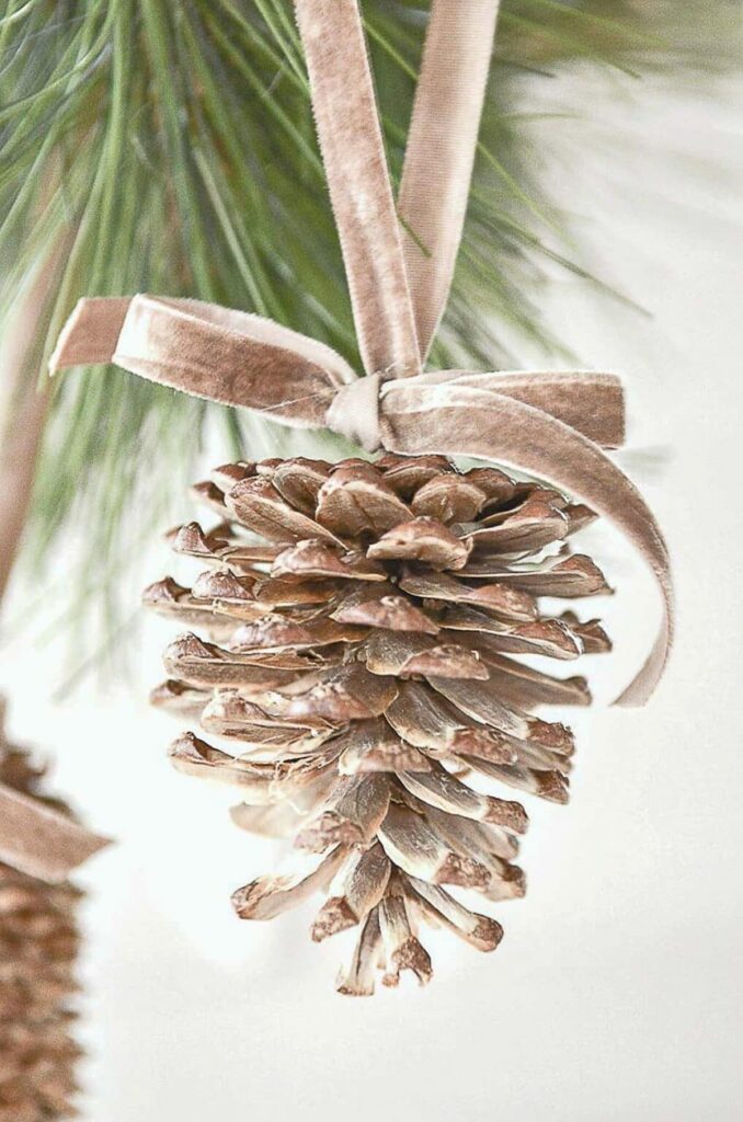 Bleached pinecone Christmas ornament