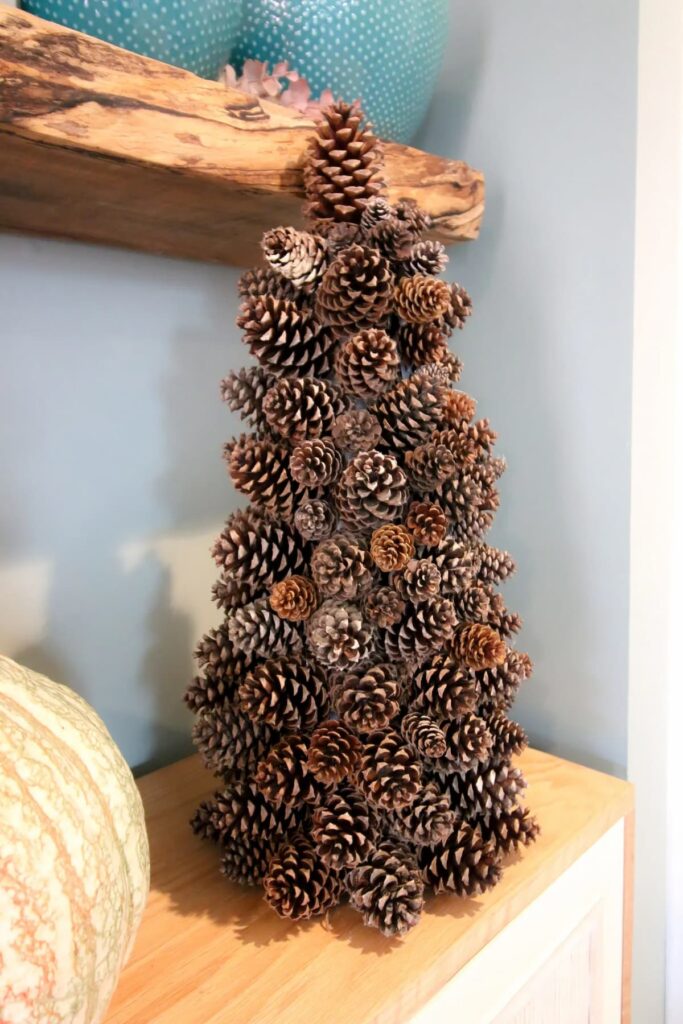 Pine Cone Christmas Tree on Shelf.