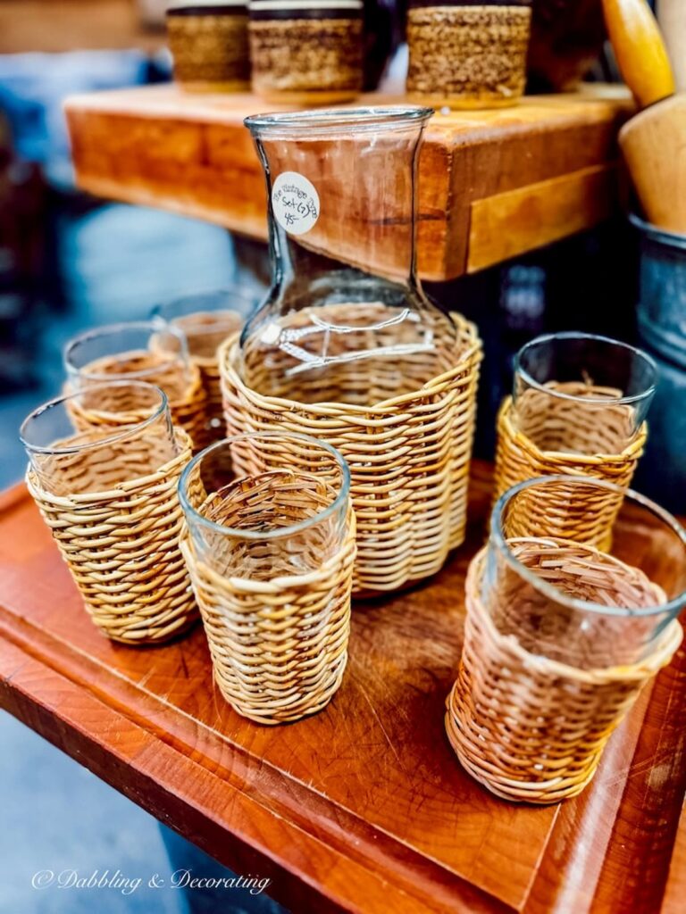 Vintage wicker lemonade set at Vintage Market Days Vermont.