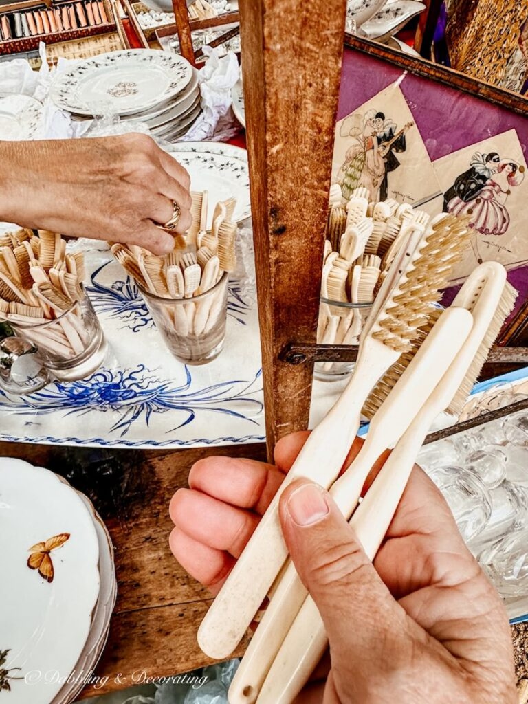 Antique ivory toothbrushes.