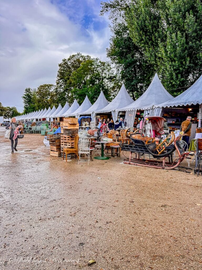 Paris Flea Market tents in the Rain.