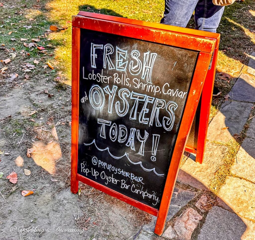 Chalkboard menu at Harpoon Brewery Oktoberfest in Vermont.