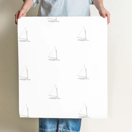 Sara Fitz Sailboat bedroom wallpaper.