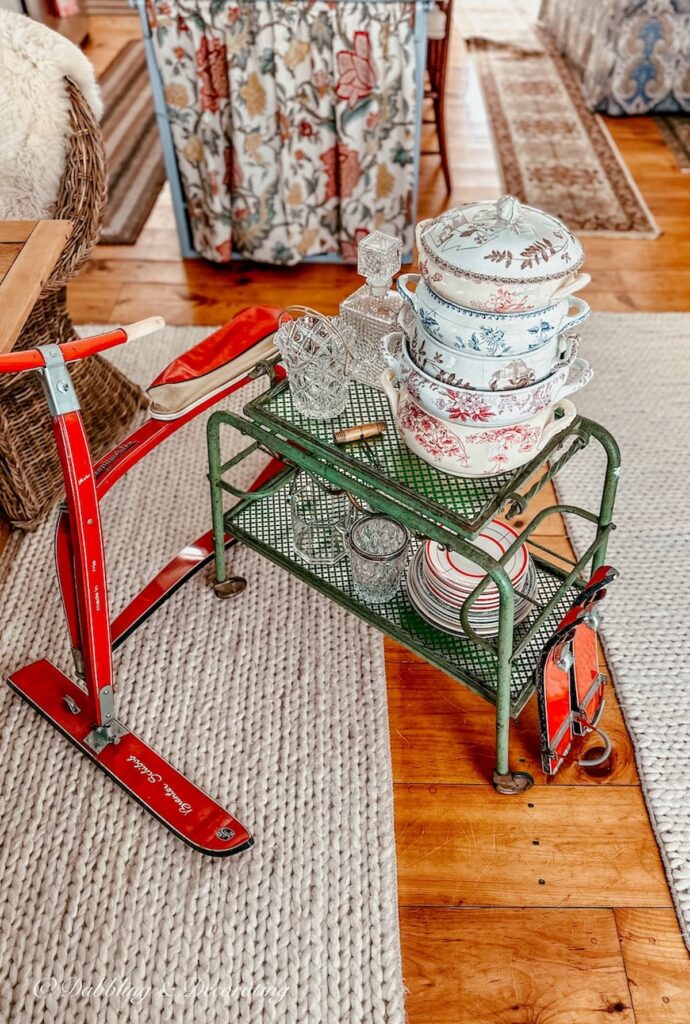 Parisian vintage haul with Brenter Schibob, antique bar cart, soup tureens and ice buckets.